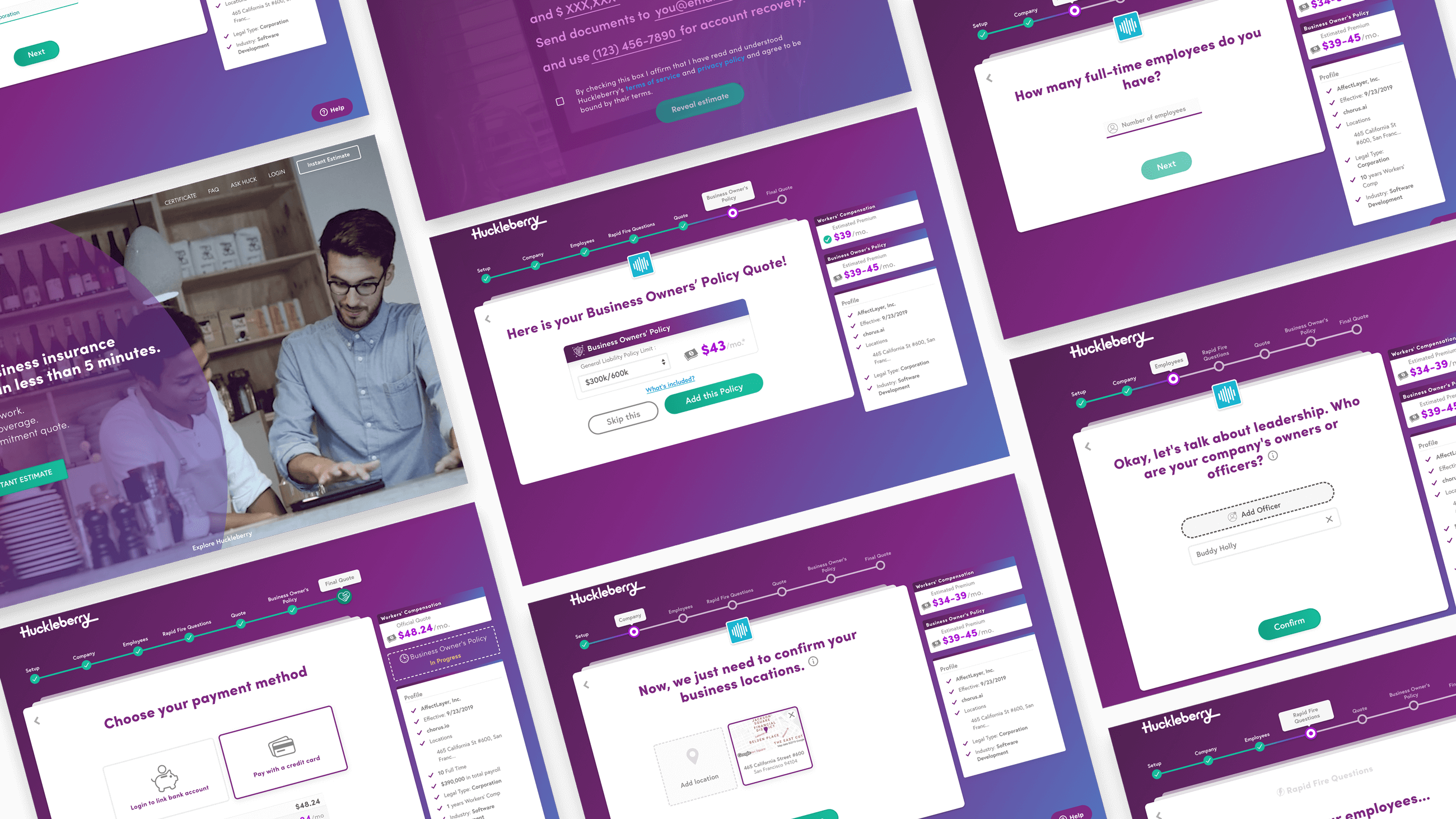 Huckleberry product screen examples